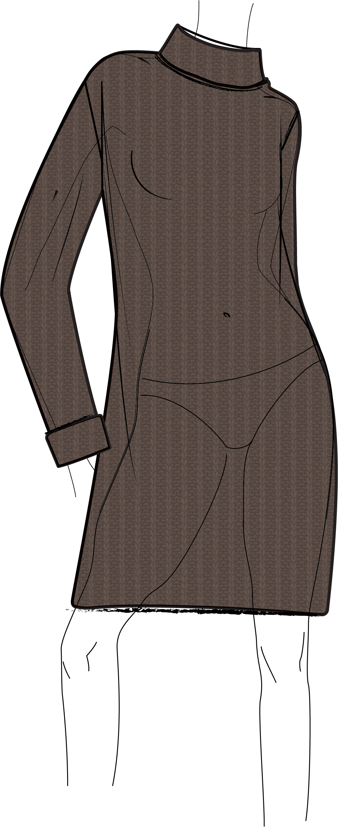 CABLE CHENILLE SWEATER TURTLENECK SHIFT DRESS