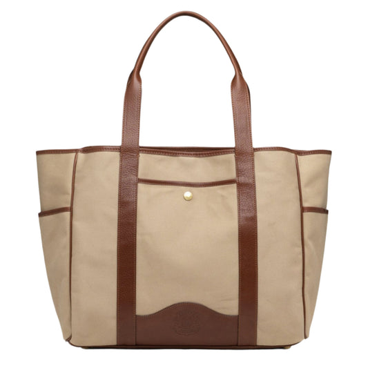 Market Tote No. 294 (Khaki Twill/Vintage Chestnut Leather)