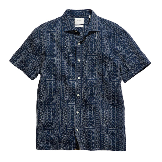 Short Sleeve Geo Stitch Embroidered Treme Shirt (Carbon Blue)