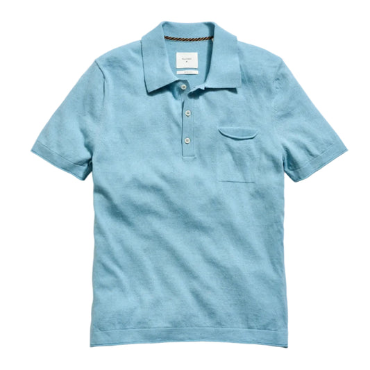 Cotton Linen Sweater Polo (Sky Blue)