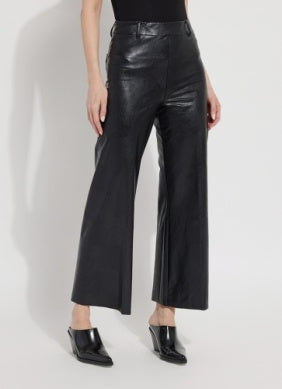 HIGH WAIST VEGAN BLACK LEATHER WIDE LEG