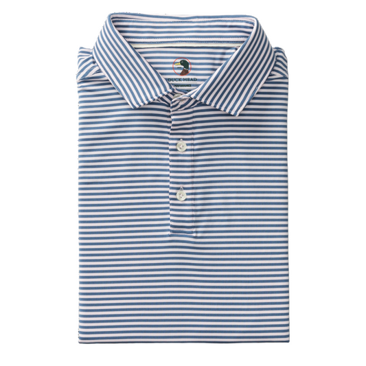 Long Drive Performance Polo - Windor Stripe (Blue Horizon)