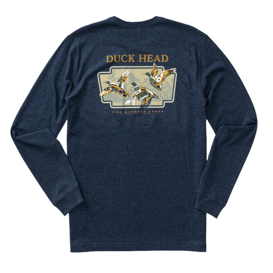 Long Sleeve Flying Mallard T-Shirt (Royal Navy Heather)