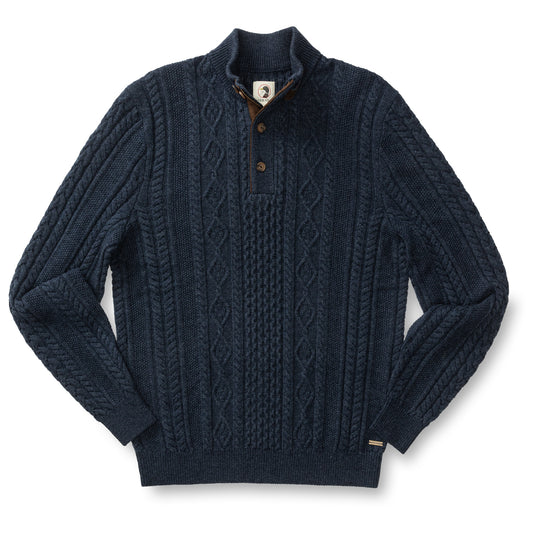 Haines 1/4 Zip Cable Knit Sweater (Navy Heather)