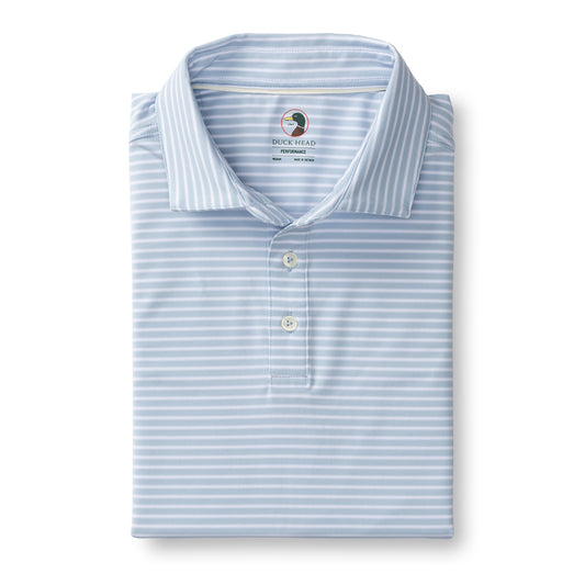 Long Drive Performance Polo - Davis Stripe (Light Blue)