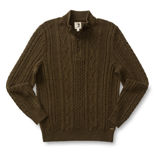 Haines 1/4 Zip Cable Knit Sweater (Olive)