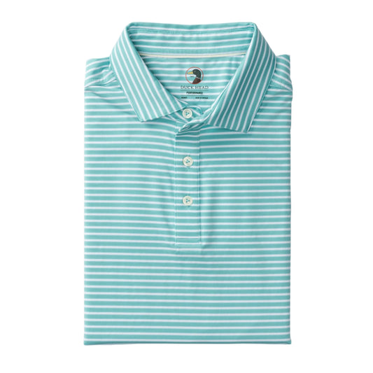 Long Drive Performance Polo - Davis Stripe (Marine Blue)