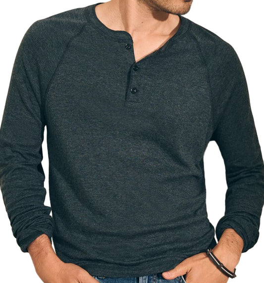 Long-Sleeve Cloud Henley (Charcoal Heather)