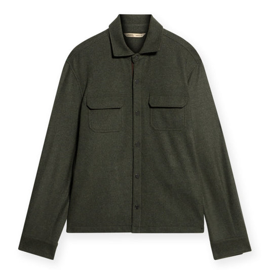 Baldassari Overshirt with Pockets & Snaps (Dark Olive)