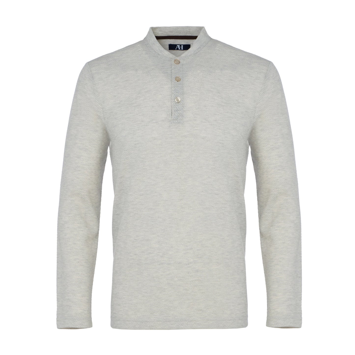 Dobby Dot Melange Henley (Light Grey)