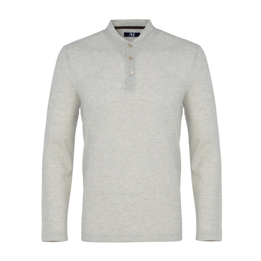 Dobby Dot Melange Henley (Light Grey)