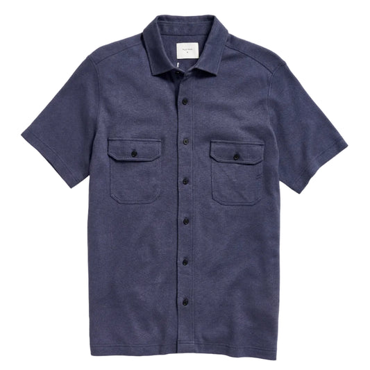 Short Sleeve Hemp Cotton Knit Shirt (Navy)