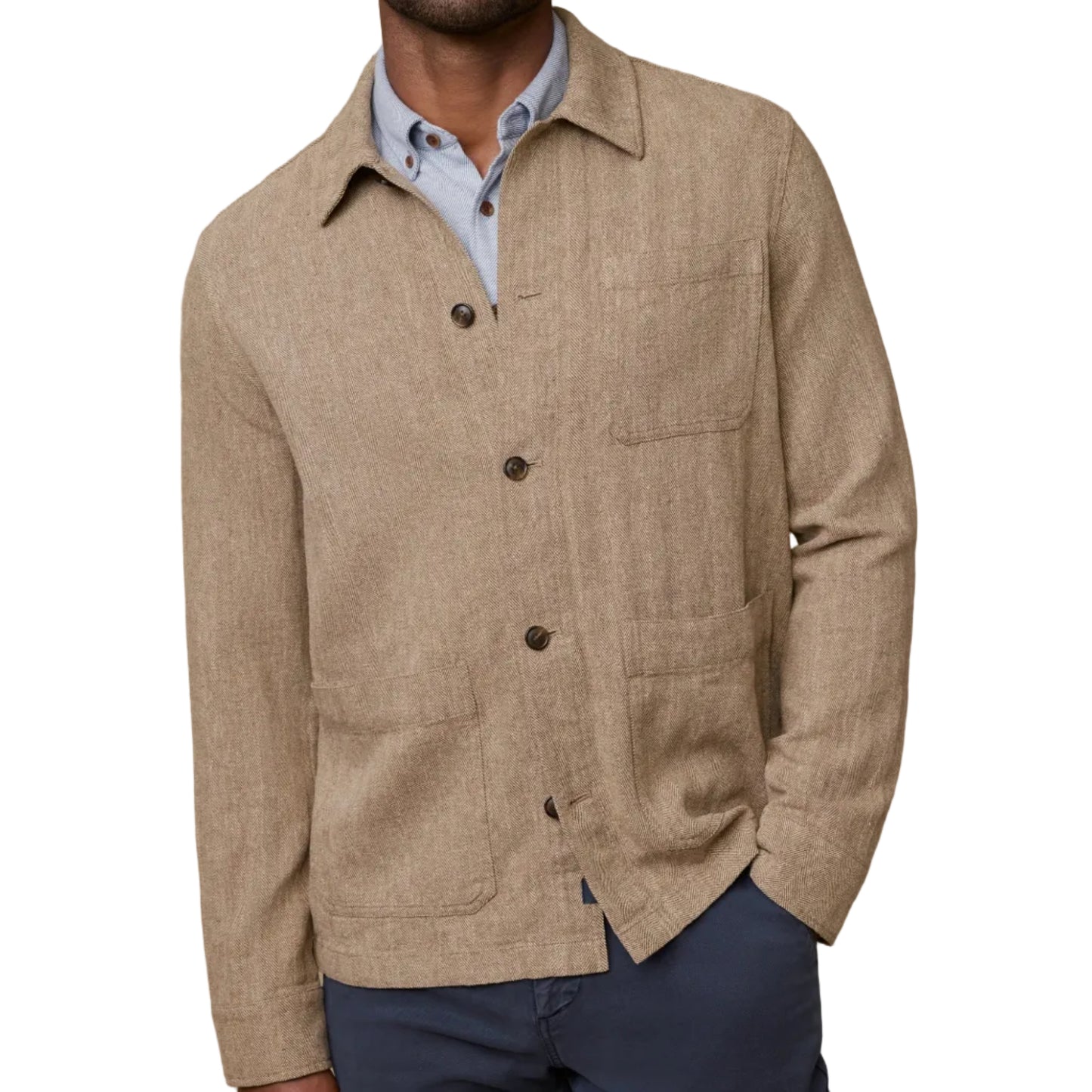 Herringbone Studio Jacket (Khaki Herringbone)