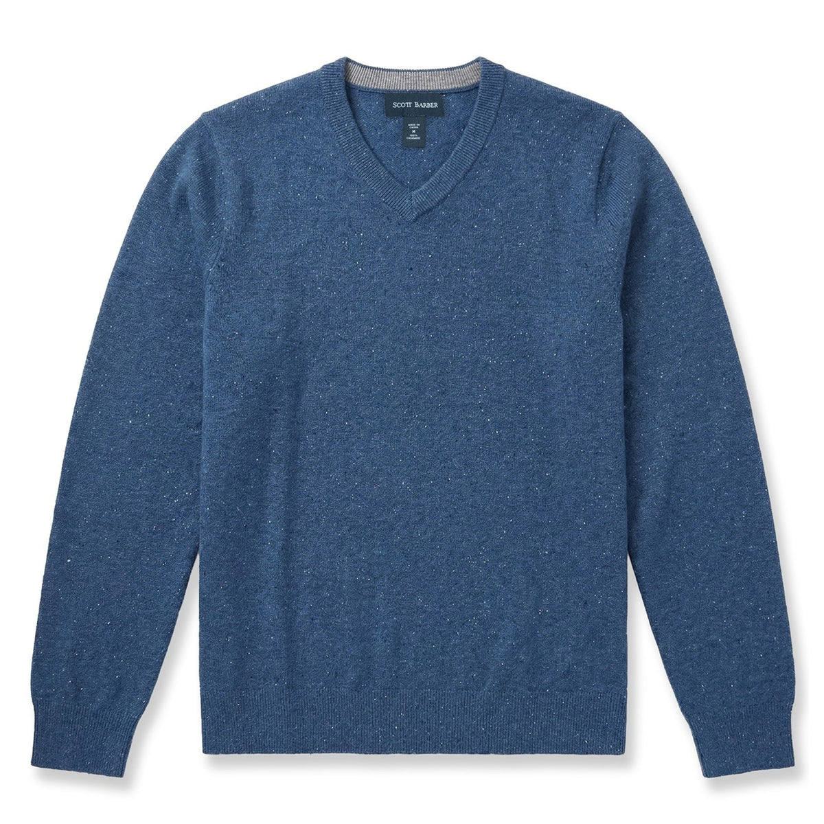 Fine Gauge Cashmere Donegal Vee Sweater (Ocean)