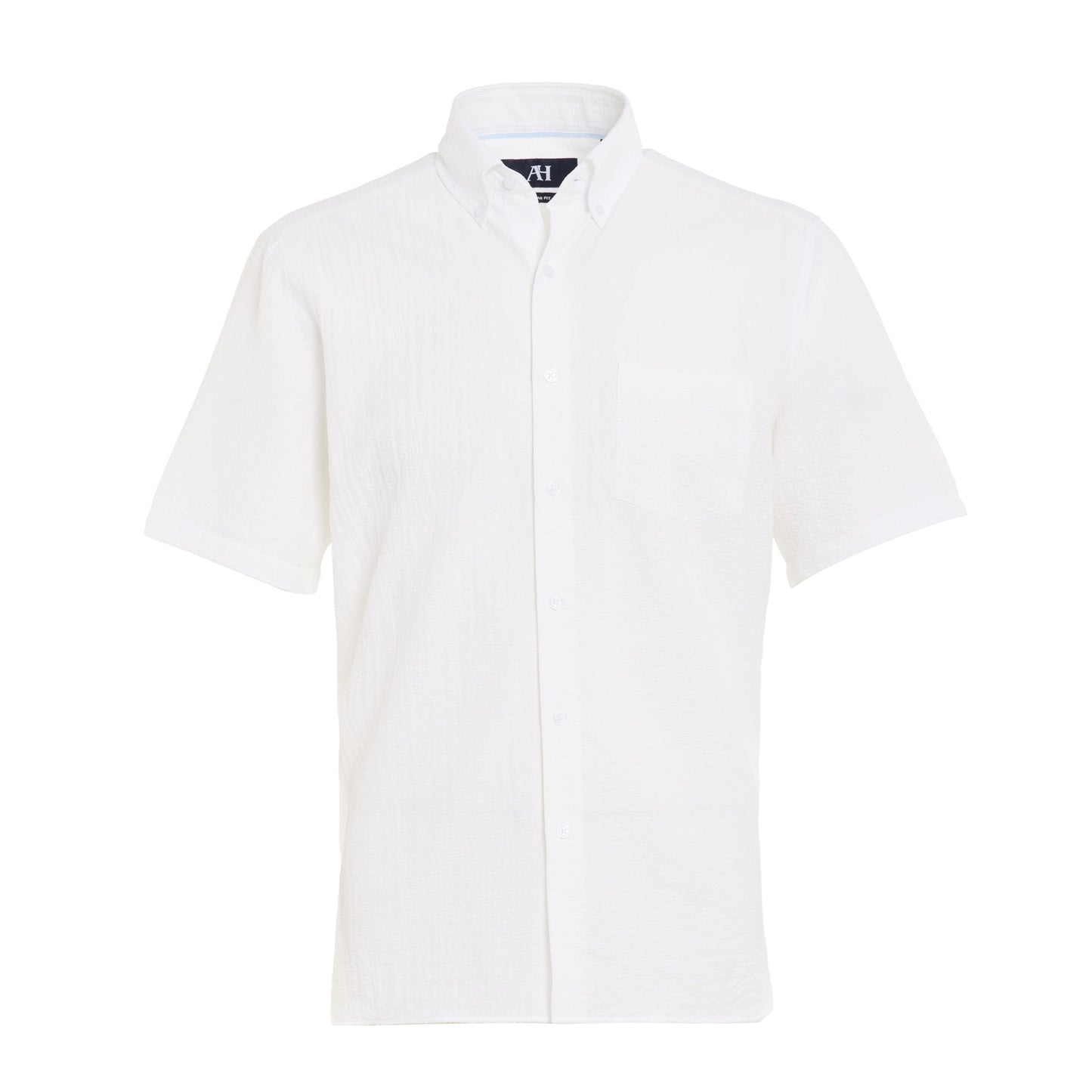 White Seer Sucker Short Sleeve Shirt