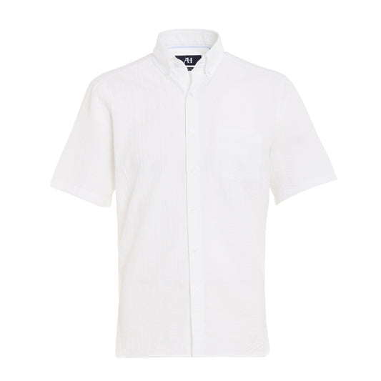 White Seer Sucker Short Sleeve Shirt