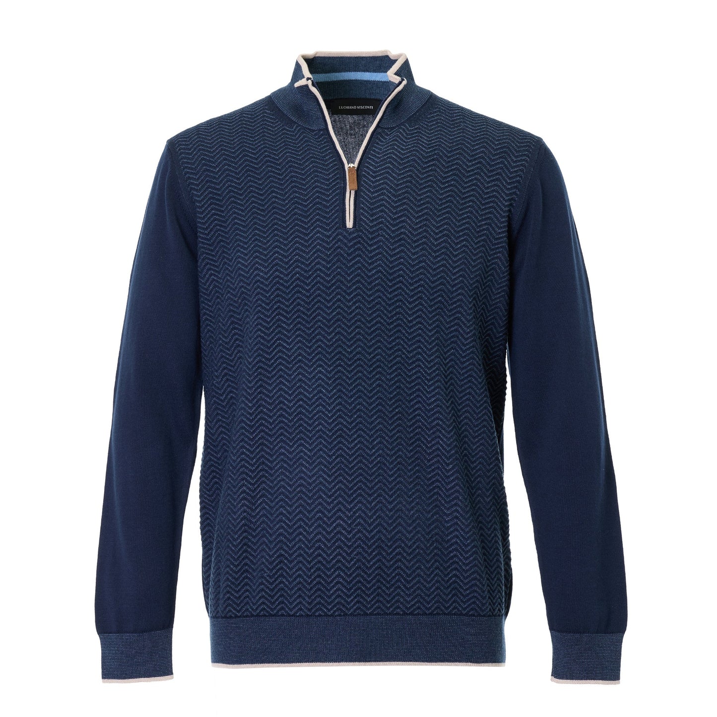 The Wave Jacquard Hybrid Navy Quarter-Zip