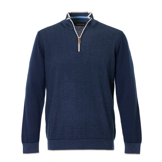 The Wave Jacquard Hybrid Navy Quarter-Zip