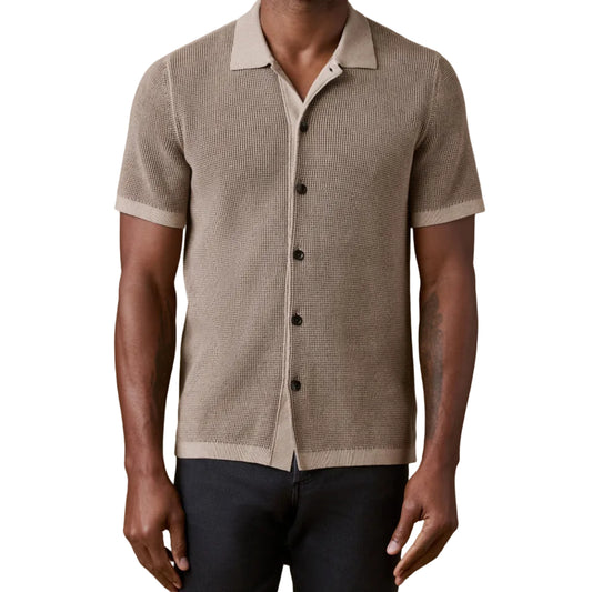 Short-Sleeve Sunwashed Sweater Shirt (Island Brown)