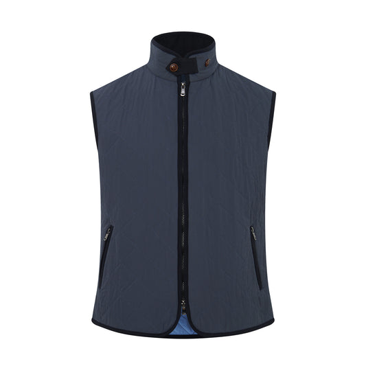 The Diamond-Quilted Heritage Vest (Steel Gingham)