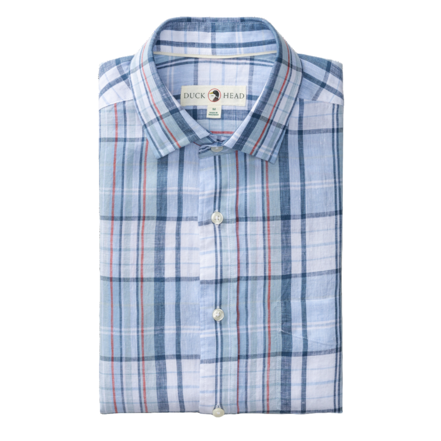 Linen Poplin Sport Shirt - Bridger Plaid (Serenity Blue)