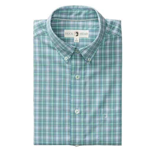 Short Sleeve Performance Poplin Sport Shirt - Forrest Plaid (Aspen Green)