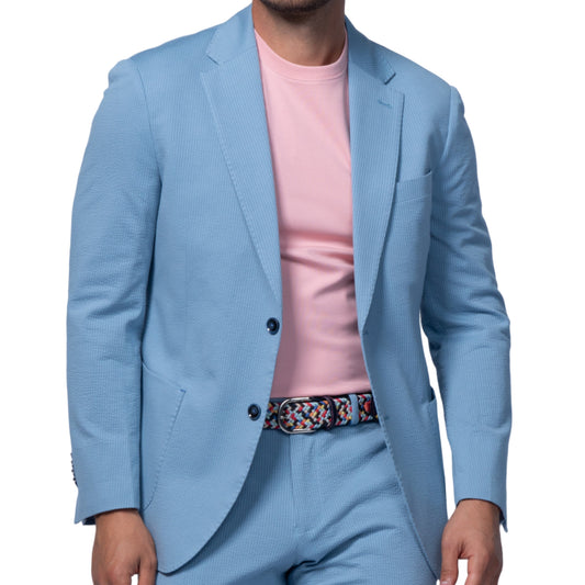 Meridian Stretch Seersucker Blazer (Blue)
