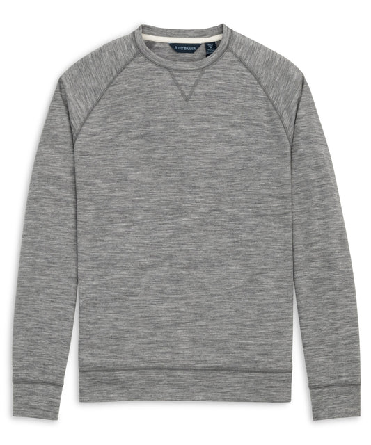 Lightweight Stretch Wool Blend Crew Pullover (Grey Heather)