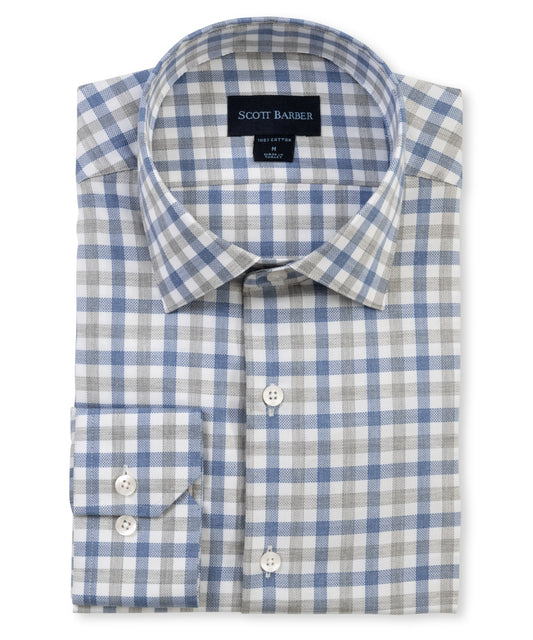 Melange Dobby Gingham Button Down (Blue)