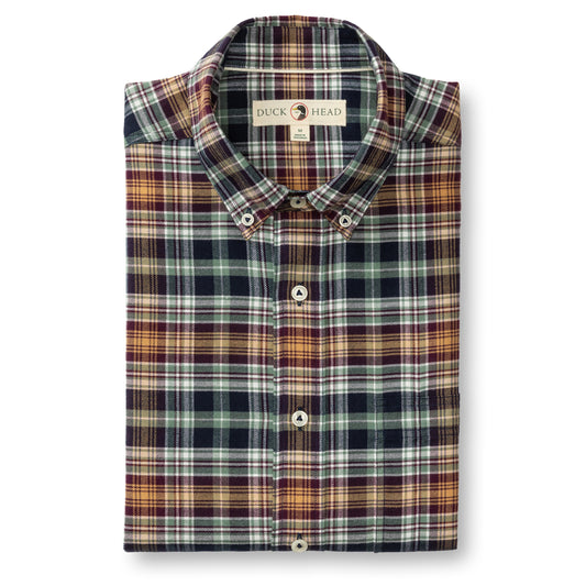 Cotton Flannel Sport Shirt - Eckard Plaid (Maritime Blue)