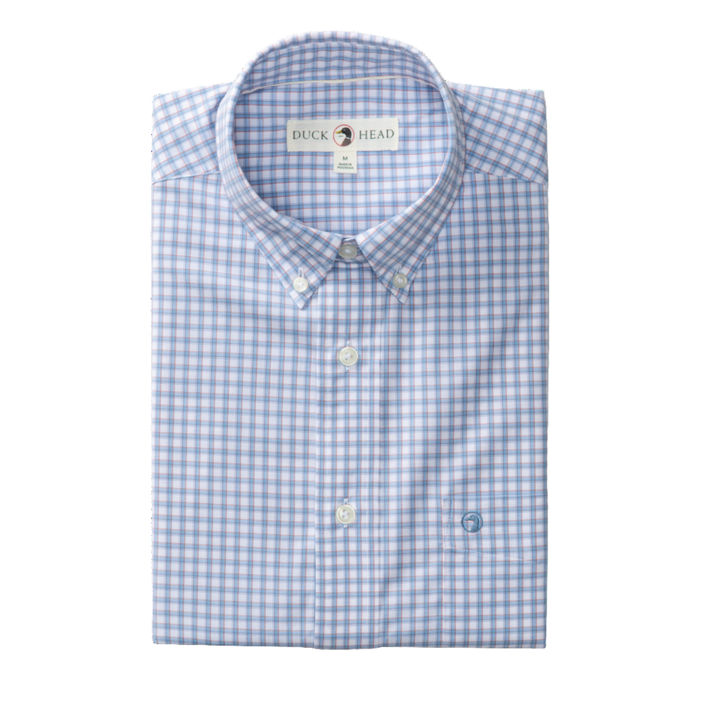 Short Sleeve Performance Poplin Sport Shirt - Quinn Plaid (Serenity Blue)