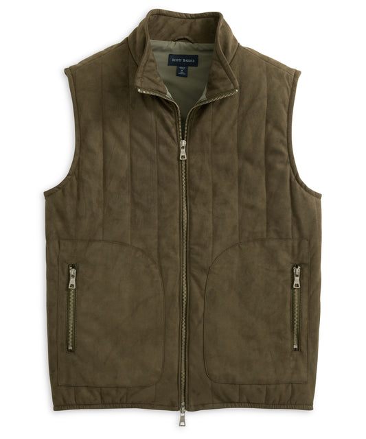 Suede Puffer Vest with Double Zipper (Coffee)
