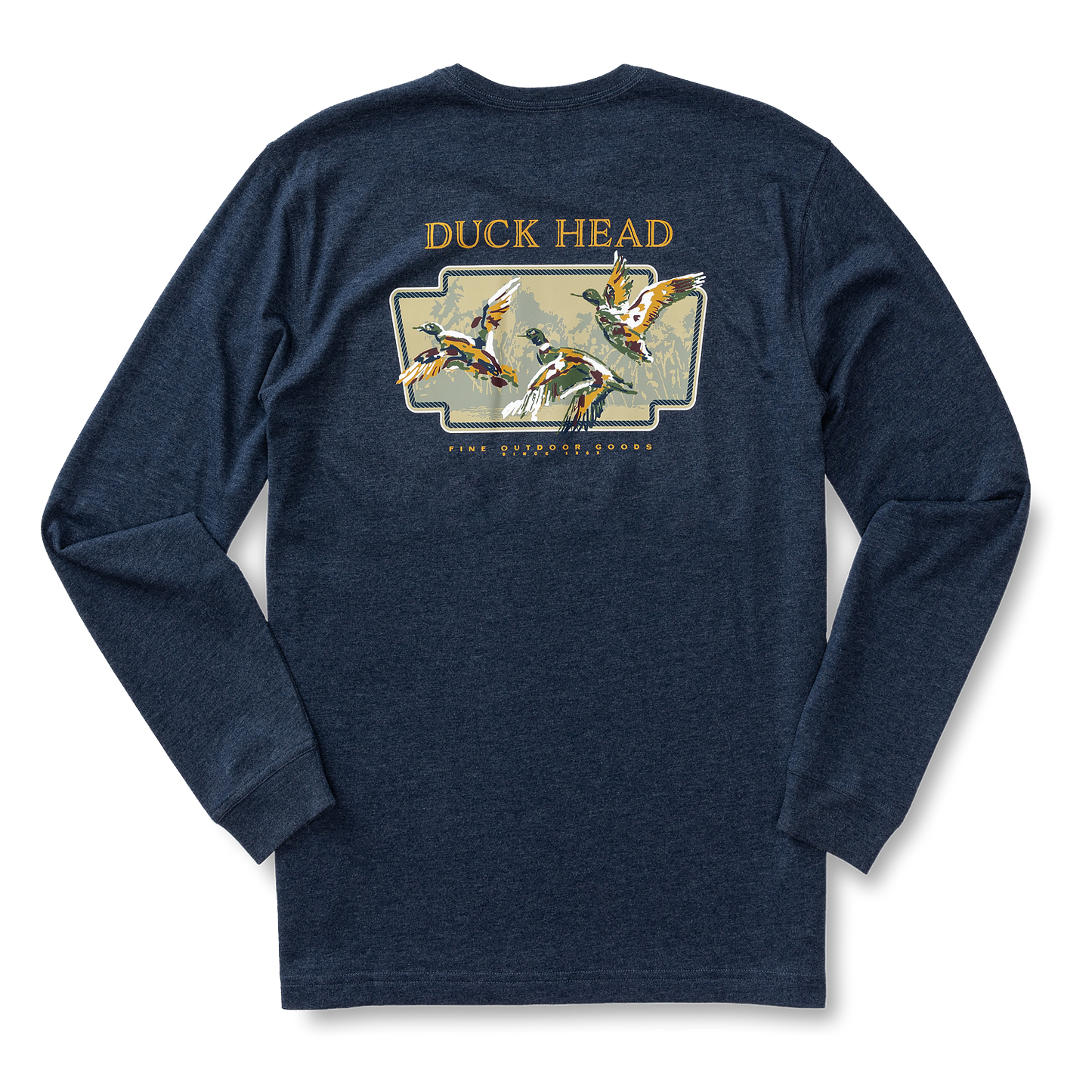 Long Sleeve Flying Mallard T-Shirt (Royal Navy Heather)