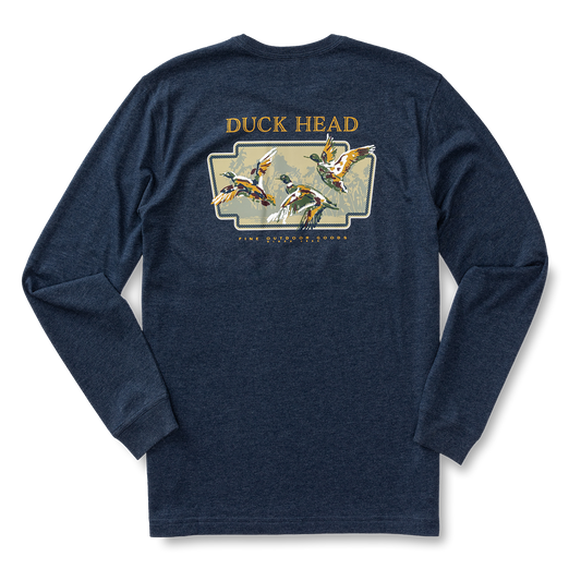 Long Sleeve Flying Mallard T-Shirt (Royal Navy Heather)