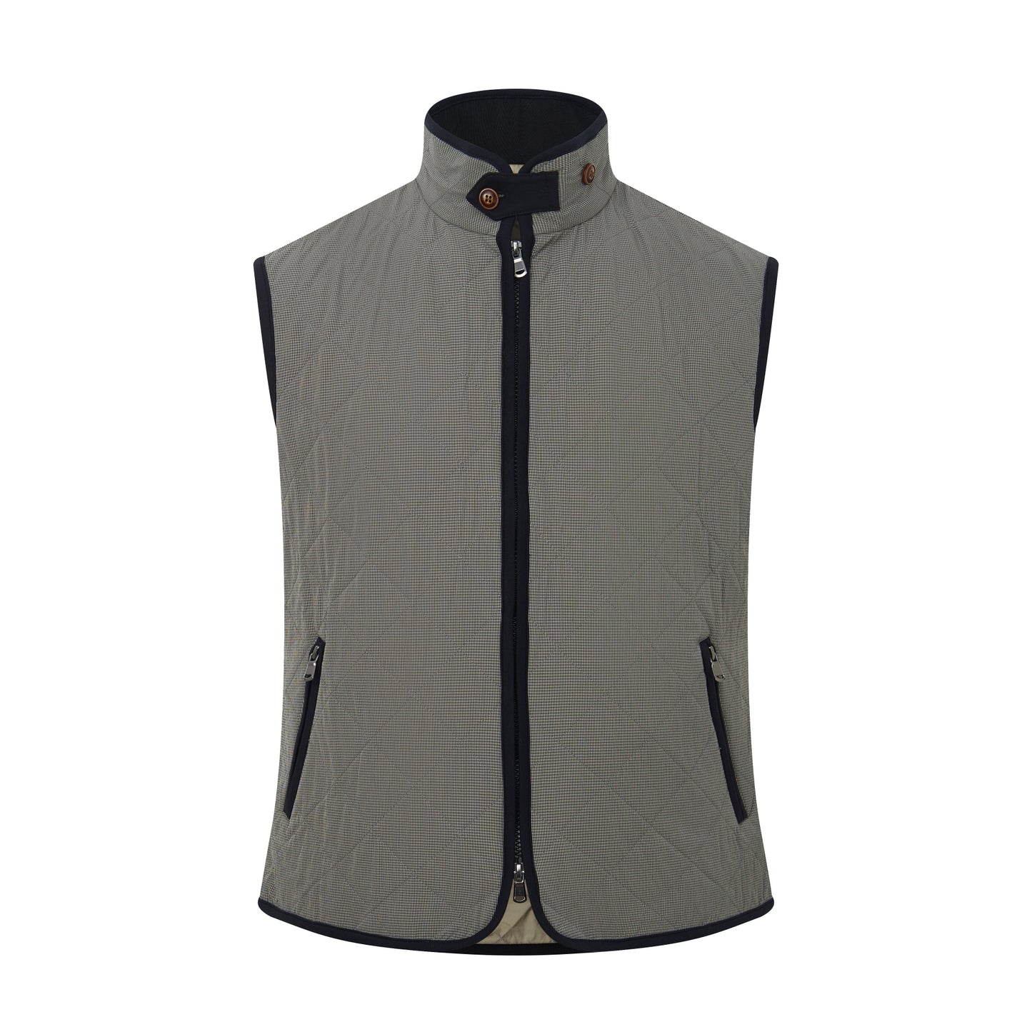 The Diamond-Quilted Heritage Vest (Taupe Gingham)