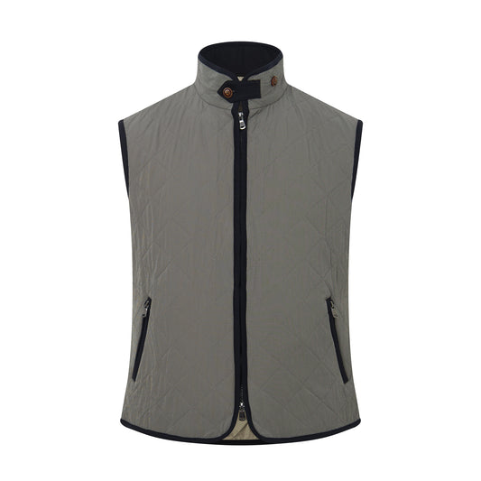 The Diamond-Quilted Heritage Vest (Taupe Gingham)
