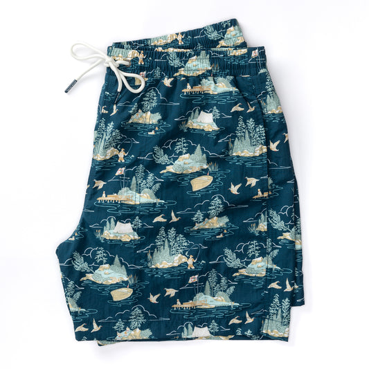 6” Print Sailport Swim Short (Dark Indigo)