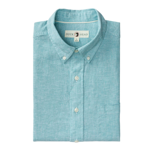 Linen Cotton Oxford Sport Shirt - Wallace Solid (Marine Blue)