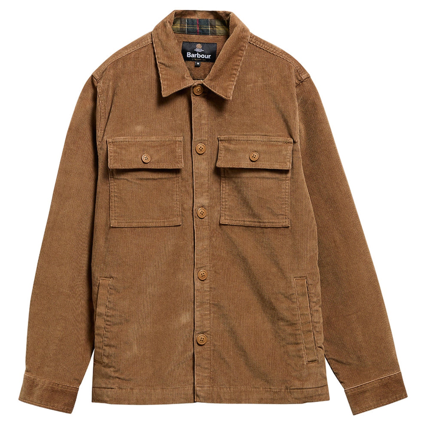 Tartan Trimmed Cord Overshirt (Sandstone)