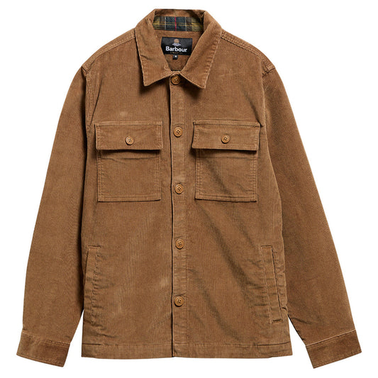 Tartan Trimmed Cord Overshirt (Sandstone)