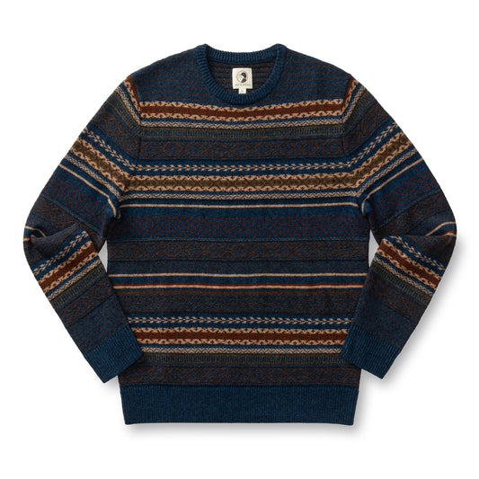 Birch Fair Isle Crewneck Sweater (Maritime Blue Heather)