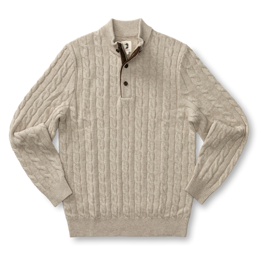 Walcott Merino Cable Knit ¼ Zip Sweater (Stone Heather)