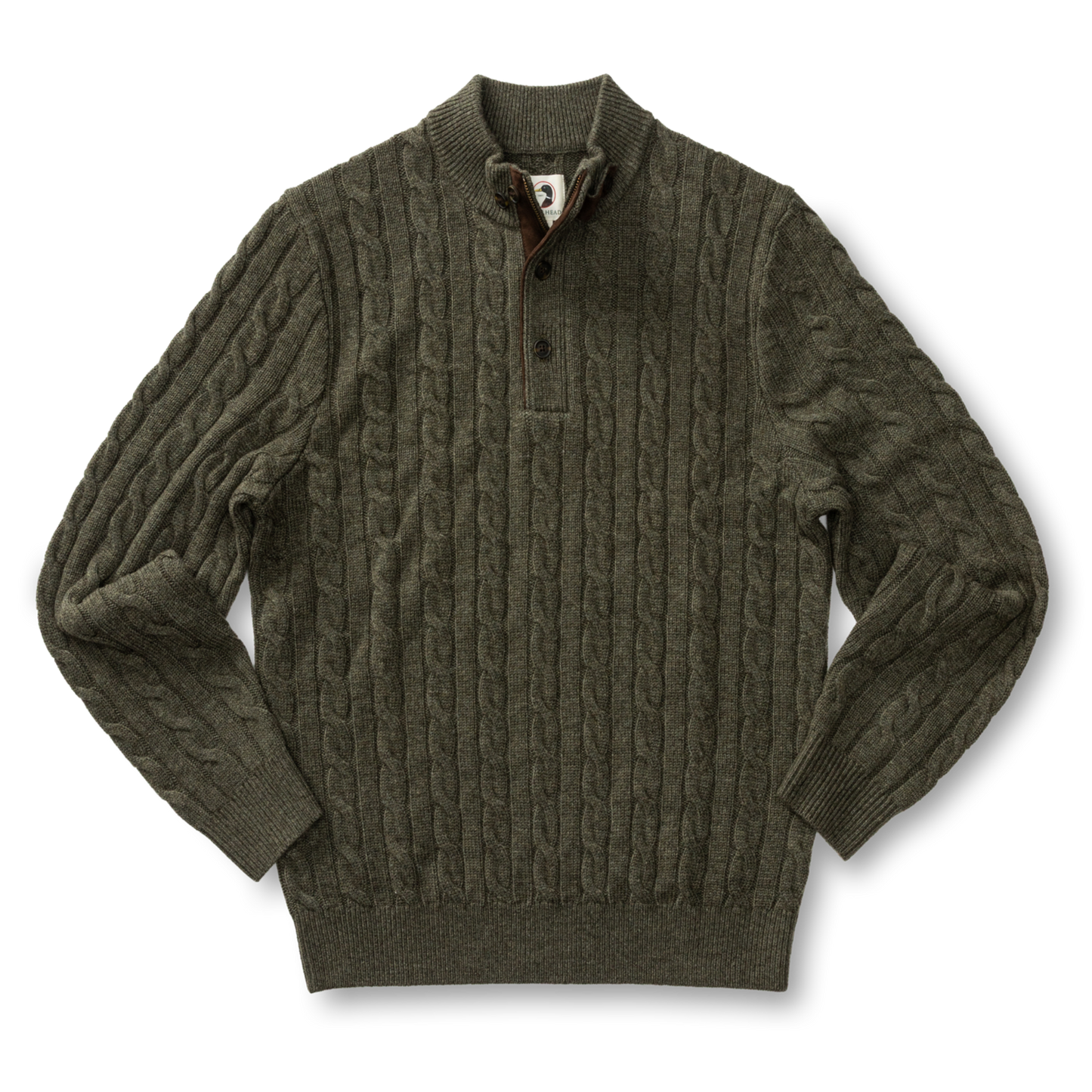 Walcott Merino Cable Knit ¼ Zip Sweater (Dark Olive Heather)