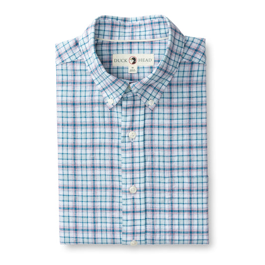 Linen Cotton Sport Shirt - Broome Plaid (Pastel Blue)