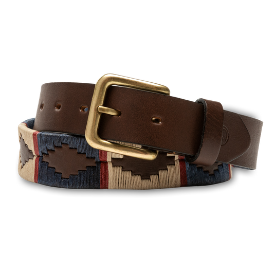 Woven Leather Polo Belt (Navy)