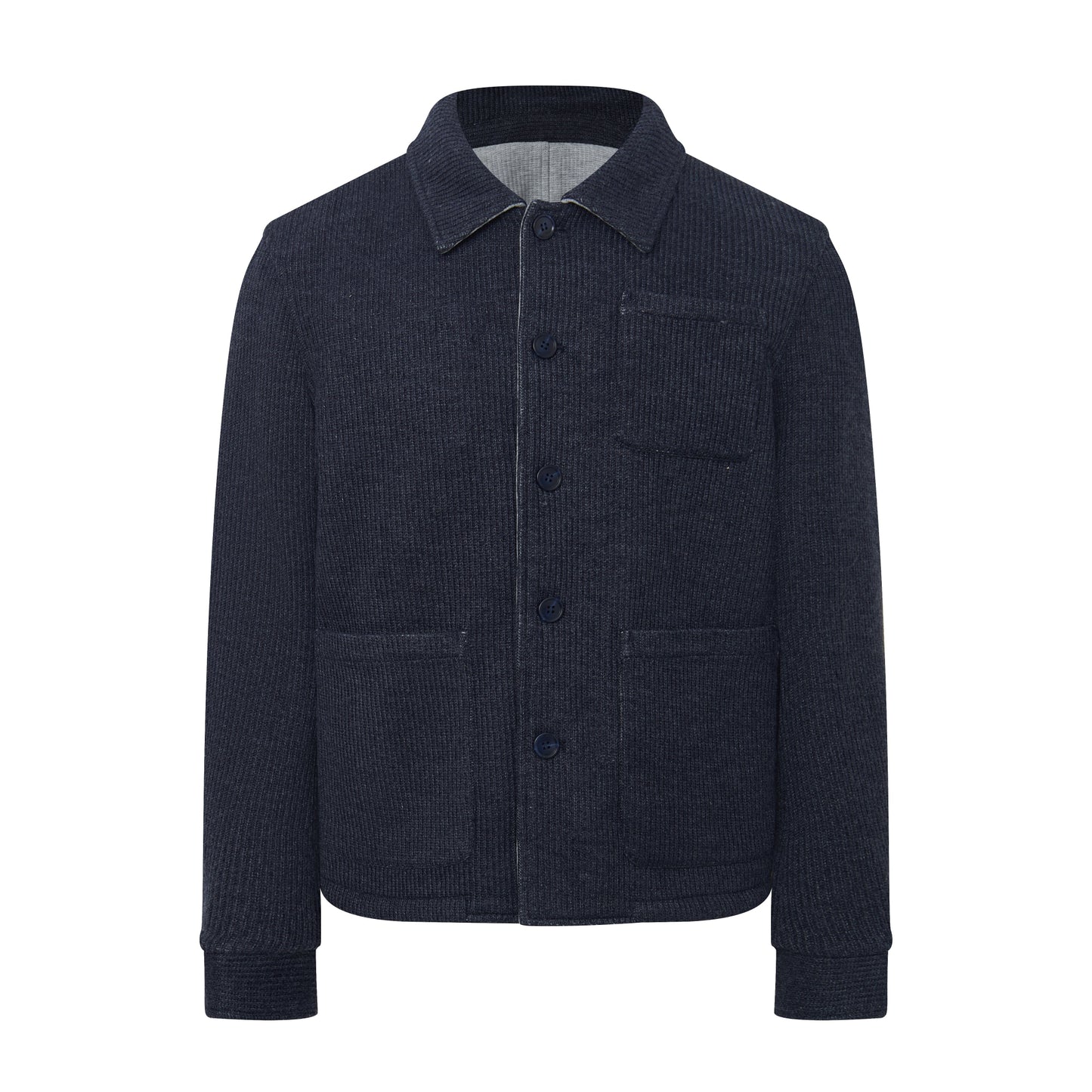 Reversible Jacquard Punto Melange Indigo Jacket