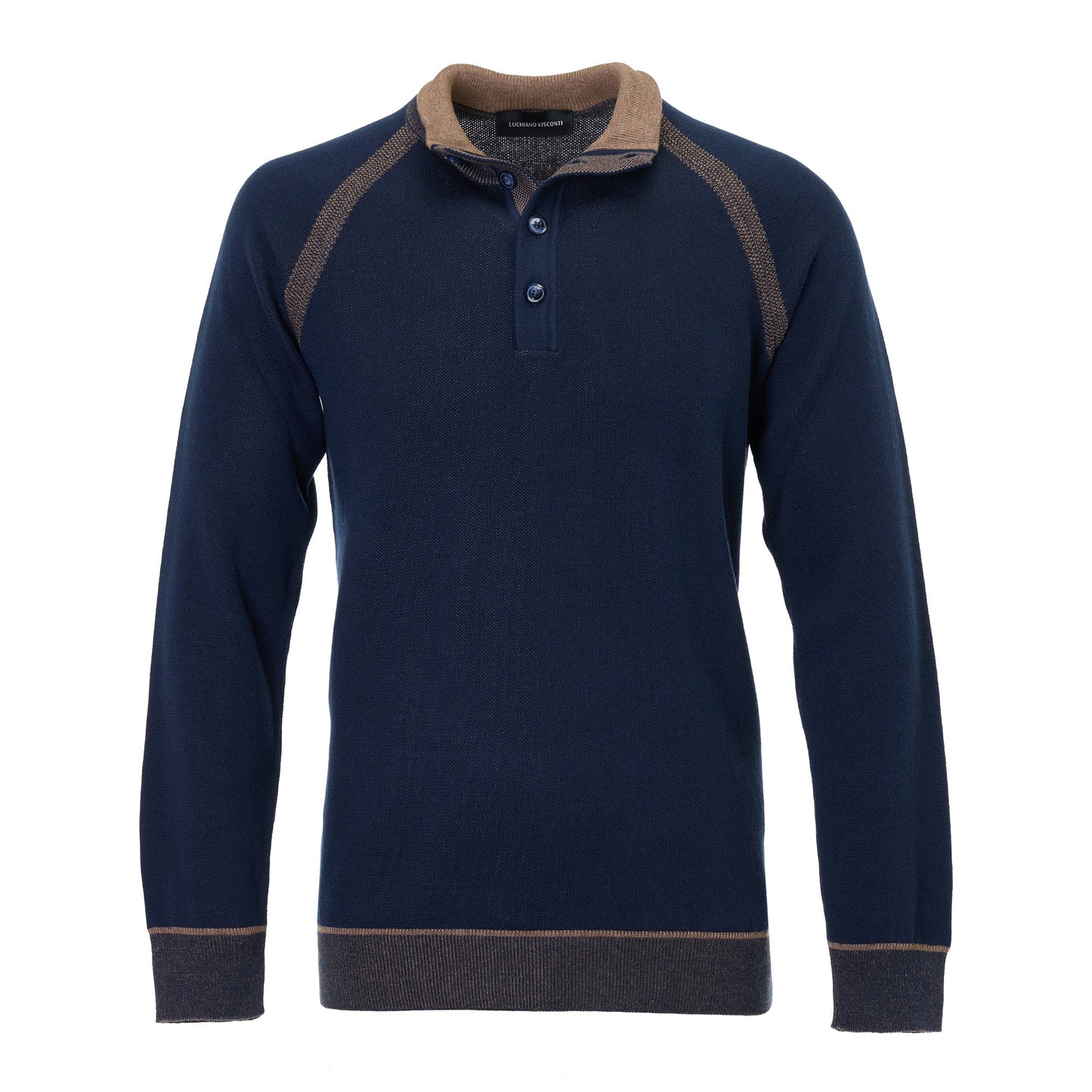 Luchiano Visconti Quarter-Button Sweater (Navy)