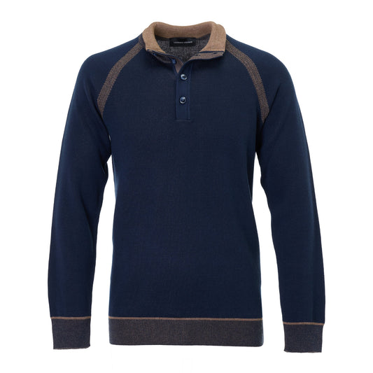Luchiano Visconti Quarter-Button Sweater (Navy)