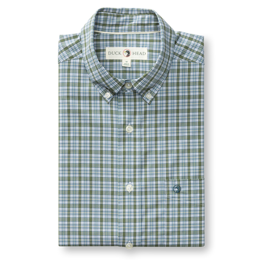 Performance Poplin Sports Shirt - Denton Plaid (Mossy Bark)