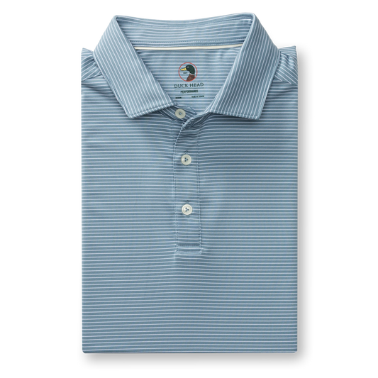 Long Drive Performance Polo - Whit Stripe (Windblown Sky)